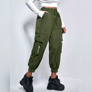 Plus Size Olive Green Cargo Joggers